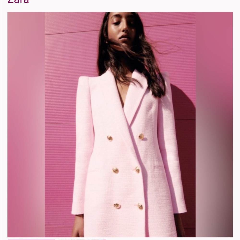 Zara Light Pink Blazer with Gold Buttons